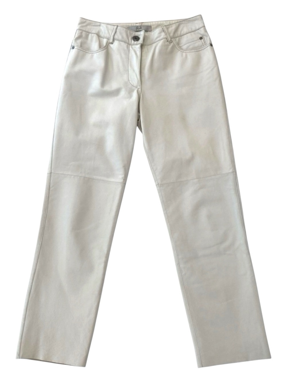 Blink from DANIER genuine leather ecru ivory white high waist straight leg size6